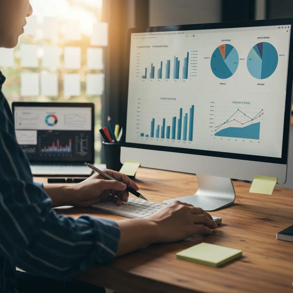 A digital marketing expert analyzing data to create personalized marketing solutions